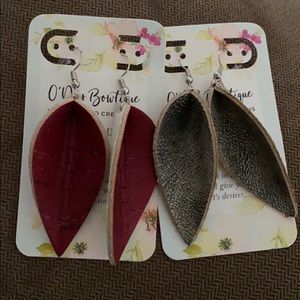 *NEW* Genuine Leather Leaf Earring Bundle